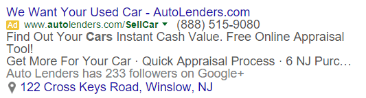 Ad for AutoLenders.com